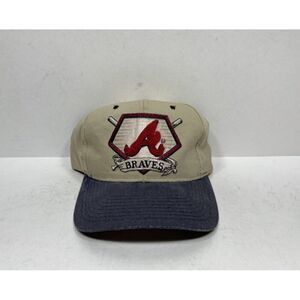 Vtg 1990s Starter MLB Atlanta Braves Paisley UnderBrim Letterman A Snapback Hat